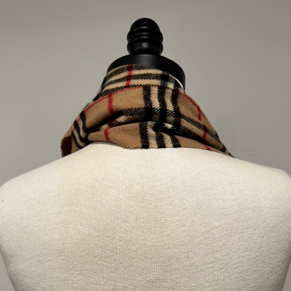 Burberry Tan and Red Check Scarf - Picture 5 of 7